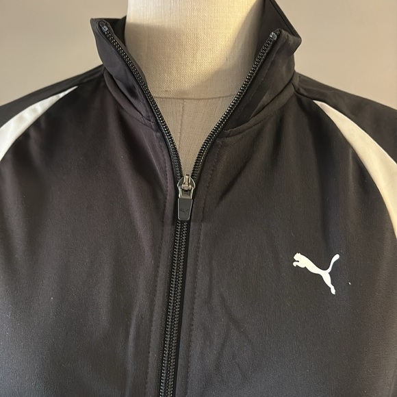 Puma women’s Black and White Track zip up Jacket mid weight spring summer M - Picture 2 of 15